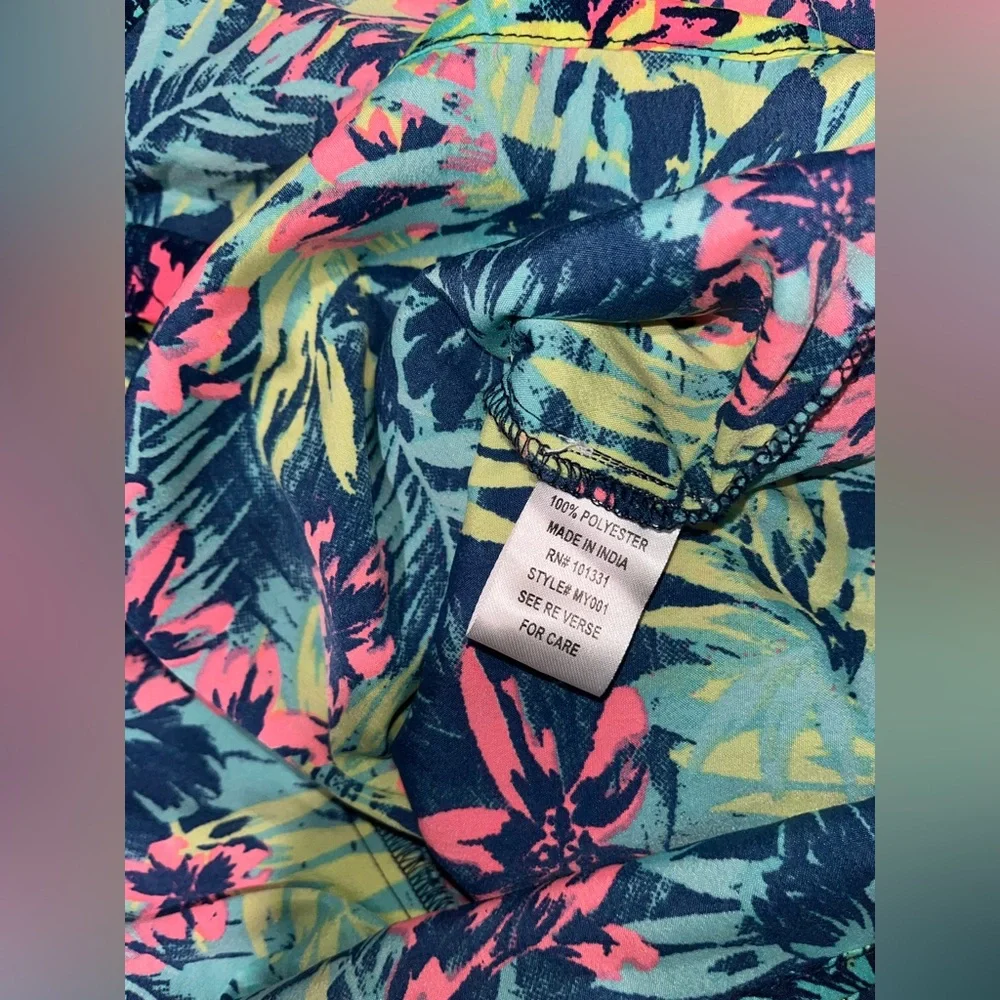 Charlotte Russe Tropical Print Skort Dress- Blue, Pink, Yellow